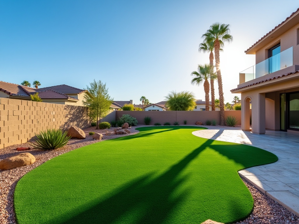 Artificial turf backyard lawn in Las Vegas